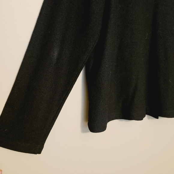 Eileen Fisher | Women's 100% Wool Black Cardigan Sweater (Size Large) - Picture 5 of 13